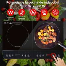 Parrilla Eléctrica De Inducción De 2 Quemadores 1000w+800w,eficiencia energética,cocción rápida,control preciso,se`guro de uso - Tipo de Enchufe A USA (110-127V) - Ver 2
