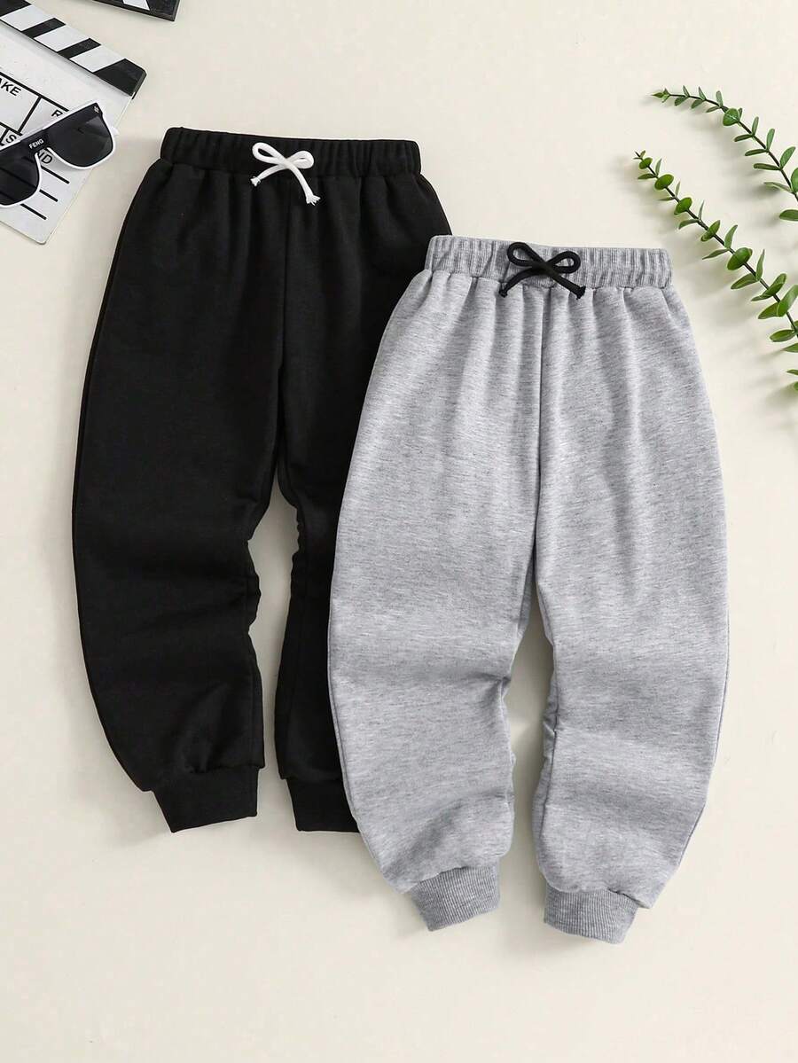 Set de 2 pantalones jogger con cintura elástica y cordón para niños pequeños - Multicolor - Ver 1