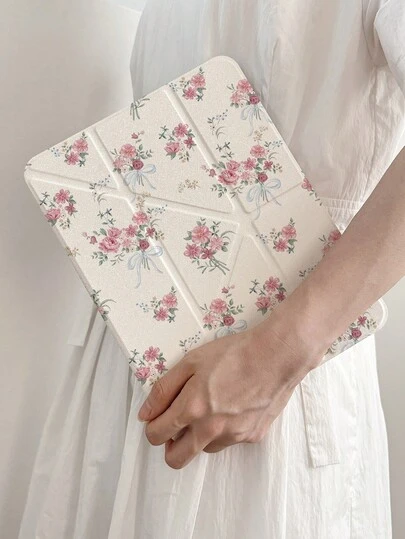 1 件粉色蝴蝶结花束，3+Y 折叠保护壳，2 合 1 TPU+PC 带折叠支架，轻质亚克力外壳，适用于 iPad 7/8/9、iPad Air 5/4/3 第 9 代 10.2、iPad Pro 11 全覆盖、iPad Mini 7 新 Air 6/iPad 第 10 代、iPad Air 11 (M3)/iPad 11 (A16 2025)