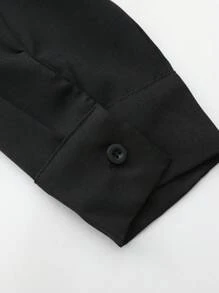 穆斯林男士长袍，长袖，立领，热钻，时尚沙特阿拉伯宽松男士长袍，伊斯兰宽松正装长袍 - 黑色 - 查看 8