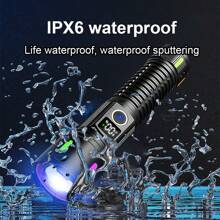 便携式 30W LED 手电筒大功率超远距离伸缩变焦手电筒 5 种模式照明多功能 USB 充电长端照明高光使用 18650/26650 电池荧光灯极具吸引力户外露营和钓鱼工作手电筒 - 黑色 - 查看 12