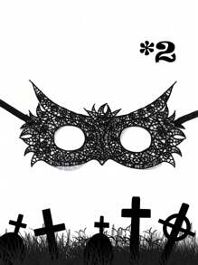 2 Sexy Black Lace Eye Masks, Party Mask Costume Props, Suitable For Masquerade Balls And Costume Parties