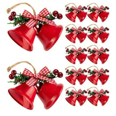4pcs Iron Christmas Decoration Bells, 4 Different Colors, Decorated With Lace Mesh And Berry Patterns. They Have A Wind Chime-Like Effect, Creative Men's Gift, Personalized Gift, Suitable For Valentine's Day, Easter, New Year, For Both Men And Women.