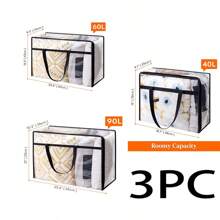 1/4 pièces Sac de rangement pliable en PVC, sac de déménagement, sac d'emballage, sac fourre-tout en plastique transparent, sac pour vêtements, sac de rangement pour vêtements et couvertures, sac de rangement transparent, avec poignée, gain de place, convient pour le rangement des vêtements de déménagement et de voyage, chambre à coucher, organisateur, organisateur, rangement de la maison, t-shirt blanc pour femmes, pantalon noir pour femmes, vêtements d'hiver pour dames, robe, vêtements d'hiver pour dames, robes élégantes pour femmes, chemise blanche pour dames, manches longues, combinaison blanche pour femmes, robes de printemps pour femmes, tenues de printemps pour femmes, printemps, vêtements de printemps, minimaliste, hauts d'été