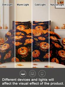 3pcs/Set Halloween Maple Leaves Pumpkin Digital Print Duvet Cover Set(1 Duvet Cover & 2 Pillowcase)Soft And Skin-Friendly Duvet Cover Bedding Set For Home, All Season Bed Sheets Set Halloween Gift - Multicolor - View 9