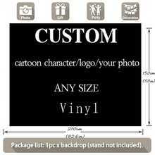 Customizable Vinyl Backdrop With Cartoon Anime Logo Portrait Photo, Adjustable Decorative Photo Backdrop For Family Party - Multicolor - View 7