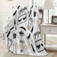 Luxurious Eyelash Print Flannel Throw Blanket - Ultra-Soft, Digital Printing, 280gsm, All-Season Comfort Polyester Blankets Great Gift For Friend, Family, Hypoallergenic Polyester For Sofa, Bed, Or Travel - Luxurious Eyelash Design|Soft Texture, Bedding Accessory | Cozy Home Decor | Hypoallergenic Fabric, Lash Print Decor - 多色10 - 查看 5