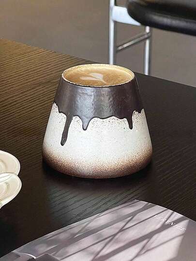 كوب قهوة سيراميك جبلي بطلاء قديم، كوب لاتيه فخاري ريفي، كوب سيراميك منزلي، كوب شاي، كوب ماء، كوب حليب