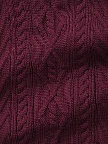 Boys' Collegiate Style Solid Color Cable Knit Sweater Vest - Burgundy - View 5