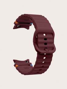1pc Wine Red Silicone Contrast Stitching Wavy Design Smart Watch Band, Compatible With Samsung Galaxy Watch 4/5/6/7 40mm/42mm/43mm/44mm/45mm/46mm/47mm/5 Pro