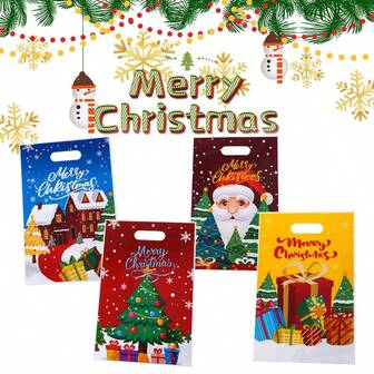12Pcs/24Pcs Merry Christmas Candy Bag Gift Bag ,Gift Wrapping Bags,Santa Claus Elk Snowman Christmas Tree Gingerbread Pattern,Christmas Decoration,Chocolate Biscuit Baking Bags,Xmas Party Decor Party Supplies Party Favor,Festival Decor,Christmas,Party Gift Bag Plastic Stitch Candy Bag Angel Goodie Gift Bags Birthday Party Decor Supplies