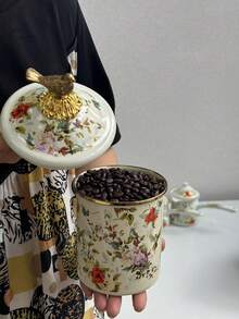 极简3件套咖啡漏斗、咖啡杯、咖啡豆储存罐，日常便携咖啡用具套装，适合圣诞节、万圣节、感恩节及日常家庭聚会烘焙咖啡，可作为馈赠亲朋好友的礼物 - Blue Star Flower - 查看 8