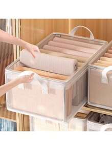 1pc Bedroom Fabric Collapsible Storage Box With Steel Frame, Pants/Clothing Organizer Box For Home - Multicolor - View 18