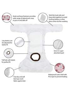 1pc Luxury Washable Reusable Dog Diaper (Fashionable Pattern) - Female Dog Diaper, Dog Diaper - Multicolor - View 3
