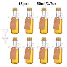 42/5pcs Mini Liquor Bottles,Plastic Empty Bottles,With Golden,Silvery,Black And Rose Screw Cap,And Square Hangtag, Have Funnel And Rope, Small Size Easy To Take Out Of The House Without Taking Up Space, For Weddings,Social Gatherings,Outdoor Camping,Restaurants, Cafes.