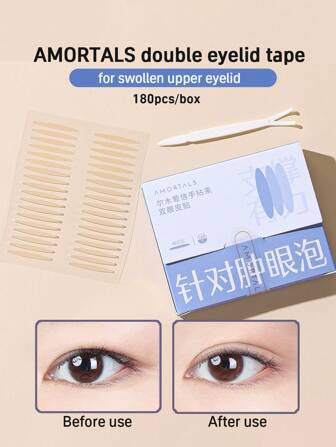 Amortals 180-Piece Double Eyelid Stickers Olive Shape 24*2.5mm Suitable For Puffy Eyelids(Comes With Auxiliary Tools)Enlarges Eyes Invisible Convenient Natural Double Eyelid Tape Bionic Texture Fits Skin Matte Seamless Lightweight Waterproof Sweatproof,Cheap,Stocking Stuffers,Makeup,Makeup Tools,Cheap Stuff,Gifts,Gifts For Women,Christmas Gifts