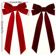 10pcs Christmas Tree Bows - Holiday Ribbon Bows, Suitable For Holiday Wreaths, Decorations And Country Crafts, No Feathers, Glossy Surface, Great For Gift Wrapping And DIY Projects, Christmas Tree Decor Velvet Ribbon, Christmas Tree Bows - Burgundy - View 2