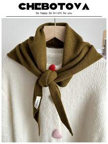 1PC Autumn Decorative Solid Color Wool Knit Triangle Scarf Women's Outerwear Fake Collar Decorative Air-Conditioned Room Scarf Fashion Shawl - Multicolor - View 25