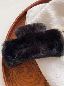 4 piezas Nuevos Accesorios de Moda Populares para el Otoño/Invierno, Pinzas de Pelo Cuadradas Grandes de Felpa, Ganchos de Pelo, Accesorios de Pelo Elegantes para Mujer - Multicolor 3 - Ver 3