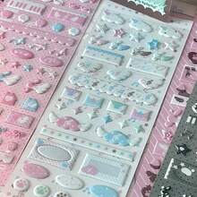 6pcs Bubble Stickers, Chocolate, Pink, Brown, Star Wing Shaped 3D Stickers For Scrapbooking - one-size - View 3