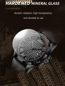 NAVIFORCE 男士時尚石英腕錶 真皮錶帶 運動防水手錶 附日期功能 - 黑灰 - 查看 11
