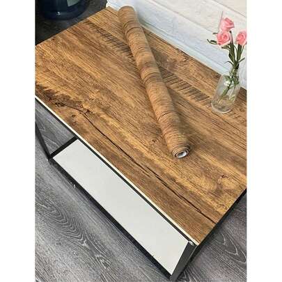 1 rolka papieru samoprzylepnego Tapeta z efektem postarzenia drewna Tapeta z efektem rustykalnego drewna Samoprzylepna tapeta wodoodporna Tapeta samoprzylepna Zdejmowana tapeta z efektem drewna Rolka brązowa