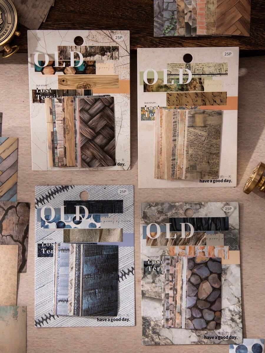 25 folhas de adesivos com tema vintage, 4 designs, adesivos decorativos de alta qualidade para scrapbooking, presentes, escritório, casa, etiquetagem, sala de aula, brinquedos de entretenimento, agenda de estudantes, decoração vintage criativa faça você mesmo