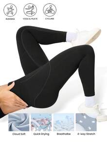 2 Pieces Of Seamless High-Elastic With Side Pockets Plus Size Sports Leggings For Women,Women Tight-Fitting Leggings For Slimming The Abdomen And Lifting The Buttocks,Yoga Leggings For Exercise Workout,Multi-Color Options(Black/Blue/Brown/Grey/Hot Pink) - 黑色+棕色 - 查看 11