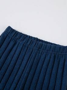 Set de 2 piezas de sudadera de manga larga y pantalones de color contrastante para niños, informal con parches acanalados, para otoño/invierno