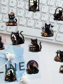 SCXXBSW 50pcs Halloween Black Cat Cartoon Graffiti Stickers Decorative Water Cups Notebook Luggage Waterproof Stickers - Multicolor - View 10