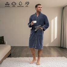 Men's Bath Skirt, Luxurious Coral Velvet Bathrobe-Super Long, Thick And Absorbent, Soft And Lint-Free, Very Suitable For Sauna, Swimming, Soft Texture For Fall/Winter, Home Relaxation, Bathrobe, Autumn Winter Wear,Gym And Family Use, Ideal Christmas Gift.
