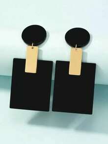 1 Pair Geometric Circle, Square, Triangle Metal Dangle Earrings, Classic European & American Fashion Jewelry