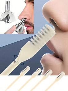 4pcs Nose Hair Remover, Easy To Clean, Tail Removes Ears, Two-In-One Remover: 360-Degree Rotating Nose Hair Trimmer For Men And Women, A Must-Have For Personal Care 3/2/1pc