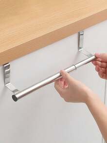 1pc Space-Saving Stainless Steel Over-The-Door Towel Rack - Easy To Install, Rust-Resistant Bathroom And Kitchen Towel Bar - Multicolor - View 4