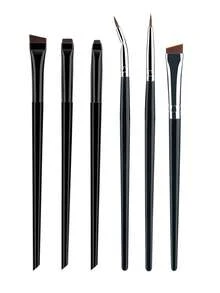 RANCAI 6件套精准斜角眼线刷套装，包含弯头眼线刷、细节刷、螺旋眉刷、斜角眉刷、扁平眼线刷和眼影刷 - 彩色 - 查看 13