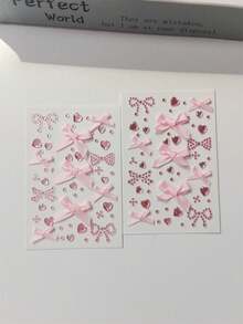 1件/2件/3件/5件装蝴蝶结和心形水钻饰品，设计迷人可爱。可爱的蝴蝶结、甜美的心形和闪亮的水钻，瞬间为您的造型增添一丝俏皮和魅力。无论您喜欢甜美少女风，还是想要展现大胆的时尚态度，这些配饰都能满足您的需求。