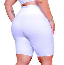 Women's White Bermuda Shorts Plus Size Suplex Cyclist/Gym Zero Transparency - White - View 3