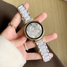 1 件女士商务优雅金属树脂表带适用于 Galaxy Watch 7/6/5/4 表带 40mm 44mm 47mm 46mm 41mm、Galaxy Watch 5 Pro 45mm、Galaxy Active 2、Galaxy Watch 3，18/20/22mm 兼容华为手表 5/4/3/2/1 和 GT5/4/3/2/1，兼容 Garmin 手表，兼容小米手表，兼容 Redmi Watch 5 Lite/Active - 星光色間珍珠白 - 查看 2