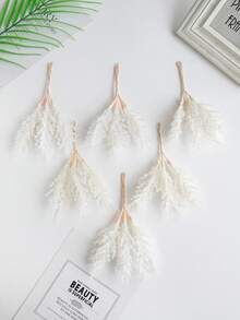 1/3/5/200PCS (6pcs Head) Autumn Decoration Mini Cedar Artificial Flowers Lavender Bouquets Silk Christmas Decoration Pine Needles Fake Plants Mini Tree Branch Birthday Party Decorations Wedding Flower Baskets Bride Holding Flowers Home Furnishings Dining Rooms Bedrooms Windowsills Vases For Decorations Outdoor Gardens Start Of School Season - White - View 5