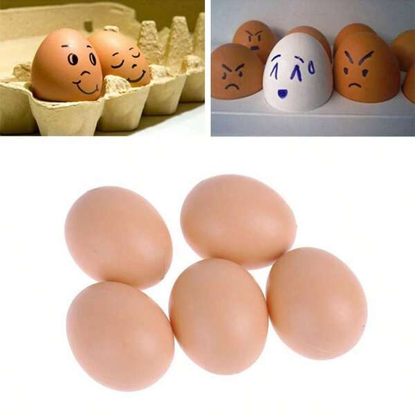 6pcs Realistic Artificial Chicken Eggs, Farm Animal Supplies, Nest Decor