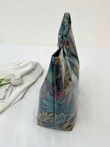 Women's Fashion Handbag, PVC Transparent Tote Bag With Camouflage Pattern, Waterproof Outdoor Casual Bag, Large Capacity Beach Bag, Casual Style, Large Capacity, Fixed Shoulder Strap, Hook & Loop Closure, Polyester Lining, Random Print Design, Suitable For Work And Commuting