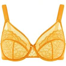 Minimizer Bras Women Full Coverage Underwire Bras Plus Size Lifting Lace Bra Heavy Breast - Cadmium Yellow - View 5