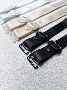 1-3对/套可爱俏皮心形扣内衣肩带弹力布肩带可更换文胸肩带可调节防滑肩带文胸布肩带 - 彩色 - 查看 3