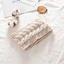 1条女士针织发带，纯色弹力护耳发带，配经典蝴蝶结，适合秋冬季日常佩戴，时尚发饰，女士发带 - 彩色 - 查看 4