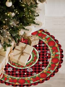1 Piece Festive Christmas Tree Skirt, 36/48 Inch Polyester Holiday Ornaments, New Wavy Edge Design For Party & Home Decoration, Christmas Decorations. Room Decor