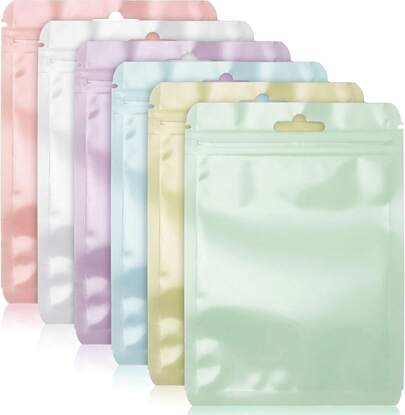 120 Pcs Resealable Bag For Small Business 4" X 6" Sealable Bag For Packaging Cute Plastic Pouch With Clear Window For Food Storage Party Favors Gifts (Pastel Color)