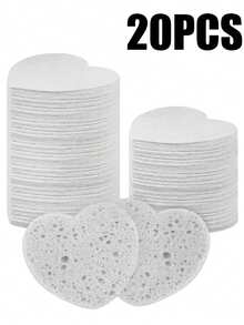 10/20/30/50 Stücke herzförmige komprimierte Gesichts-Reinigungsschwämme, für die Gesichtsreinigung, Massage, Peeling, Gesichtsmaske, Make-up-Entfernung - ultra-weicher exfolierender Make-up-Entferner für tiefe Reinigung, parfümfrei, unisex, Reise-Hautpflege-Grundbedarf, Herzdesign, sanftes Scrub-Material