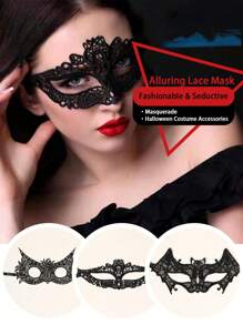2 Sexy Black Lace Eye Masks, Party Mask Costume Props, Suitable For Masquerade Balls And Costume Parties