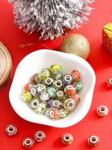 20/50pcs Christmas-Themed Resin Beads Set - 14mm Large Hole Spacer Beads For DIY Jewelry Making, Assorted Festive Patterns, Ideal For Bracelets & Necklaces, Craft Supplies,Random