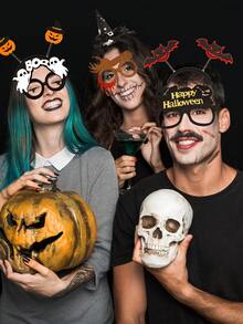 10Pcs Halloween Novelty Letter Ghost Spooky Little Devil Glasses Set, Funky Adjustable Eyewear With Playful Alphabet Ghost Charms, Cosplay Accessories For Halloween Parties Costume Contest Trick Or Treat, Perfect For Spooky Photo Booths Themed Events Festive Gatherings, Great Gift For Friends Family Colleagues Who Love Unique Fashion, Home Decor Room Decor Halloween Decor